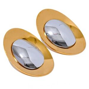Oval Gold And Silver Earrings